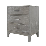 Modern Concise Style Gray Wood Grain Three-Drawer Nightstand