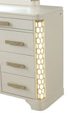 Queen 5 Pc Unique LED Bedroom Set made with Wood in Beige