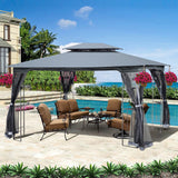 13x10 Outdoor Patio Gazebo Canopy Tent With Ventilated Double Roof And Mosquito net