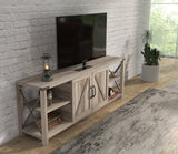 68" TV Stand Wood Metal TV Console Industrial Entertainment Center Farmhouse with Storage Cabinets and Shelves, Grey Walnut