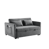 Convertible Sofa Bed Velvet Double Sofa with Pullout Bed, Seat with Adjustable Backrest