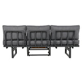 3-Piece Multi-Functional Outdoor Sectional Sofa Set with Height-adjustable Seating and Coffee Table for Patio, Garden and Backyard (Grey)