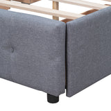 Queen Upholstered Platform Bed with Classic Headboard and 4 Drawers