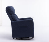 Navy Blue Fabric Swivel Rocking Chair