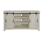 65 Inch Wooden TV Stand with 2 Open Shelves, Antique White and Black