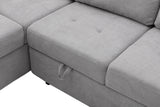 Gray Sleeper Sectional Sofa L-Shape Corner Couch