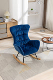 Velvet Fabric Rocking Chair,Blue