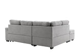 Gray Sleeper Sectional Sofa L-Shape Corner Couch