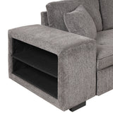 Modern L-Shape 3 Seat Reversible Sectional Couch, Pull Out Sleeper Sofa with Storage