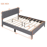 Queen Upholstered Linen Platform Bed - Gray