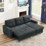 Black Sleeper Sofa Bed Reversible Sectional Couch with Storage