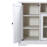 TV Stand for TV up to 65in with 2 Tempered Glass Doors Adjustable Panels