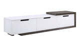 TV Stand, White High Gloss & Rustic Oak