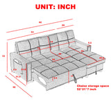 Black Sleeper Sofa Bed Reversible Sectional Couch with Storage