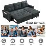 Black Sleeper Sofa Bed Reversible Sectional Couch with Storage
