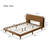 Queen 3 Piece Bedroom Set Mid Century Platform Bed with Bookshelf