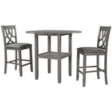 Farmhouse 3 Piece Round Counter Height Kitchen Dining Table Set