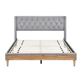 Queen Size Upholstered Platform Bed with Two Nightstands and Storage Bench