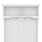White Hall Tree with Storage Shoe Bench for Entryway and Hallway