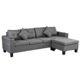 Sofa Set for Living Room with L Shape Chaise Lounge with cup holder