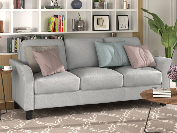 3-Seat Sofa Living Room Linen Fabric Sofa