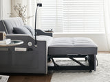 Pull Out 3 in 1 Convertible Sleeper Sofa Couch Velvet Tufted Loveseat w USB, Adjustable Backrest, Multi-Pockets