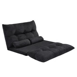Black Sofa Adjustable Folding Futon Sofa Video Gaming Sofa with Two Pillows
