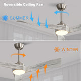 52 Inch Brushed Nickel Ceiling Fan Light With 6 Speed Remote Energy-saving DC Motor