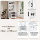 Modern Bookcase with 2 Doors and 1 Drawer Storage