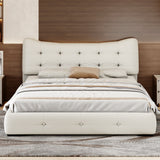 Upholstered Queen Bed with Ergonomic Wingback Headboard
