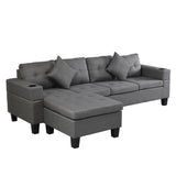 Sofa Set for Living Room with L Shape Chaise Lounge with cup holder