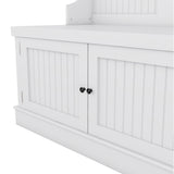 White Hall Tree with Storage Shoe Bench for Entryway and Hallway