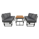 3-Piece Multi-Functional Outdoor Sectional Sofa Set with Height-adjustable Seating and Coffee Table for Patio, Garden and Backyard (Grey)
