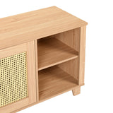 64.4" Rattan TV Stand for 65/70 inch TV Living Room Storage Console Entertainment Center