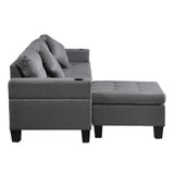 Sofa Set for Living Room with L Shape Chaise Lounge with cup holder