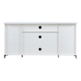 TV Stand for TV up to 65in with 2 Tempered Glass Doors Adjustable Panels
