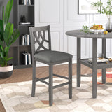 Farmhouse 3 Piece Round Counter Height Kitchen Dining Table Set