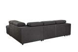 Grey Sectional Sofa with Adjustable Headrest, Sleeper Sectional Pull Out Couch