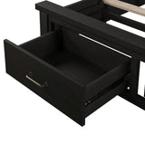 Rustic Farmhouse Style 3 Pieces Bedroom Sets Blackwash Queen Bed with 2 Drawers, Nightstand and Dresser, Coffee