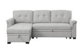 Light Gray Linen Reversible Sleeper Sectional Sofa