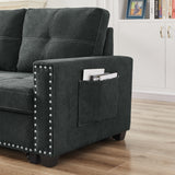 Black Sleeper Sofa Bed Reversible Sectional Couch with Storage