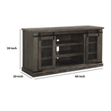 60 Inch Wooden TV Media Entertainment Center, 2 Barn Sliding Doors, Brown