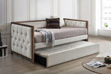 Beige Stylish Daybed with Trundle 1pc Solid Wood Frame