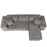 Modern L-Shape 3 Seat Reversible Sectional Couch, Pull Out Sleeper Sofa with Storage