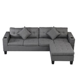 Sofa Set for Living Room with L Shape Chaise Lounge with cup holder