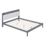 Queen 3-Piece Bedroom Sets with USB and LED Lights-Gray+White