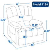 High Back Large Size Beige Chenille Power Lift Recliner Chair with 8-Point Vibration Massage and Lumbar
