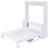 Queen Size White Murphy Bed with Shelf