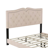 Queen Size Upholstered Bed Frame with Rivet Design