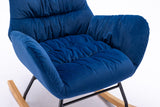 Velvet Fabric Rocking Chair,Blue